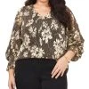 Vince Camuto Plus Size Metallic-Threaded Smocked Top