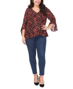 Vince Camuto Plus Size Printed Flutter-Sleeve Top 6 Vince Camuto Plus Size Printed Flutter-Sleeve Top -Anne Klein Sales Store 23112449 fpx
