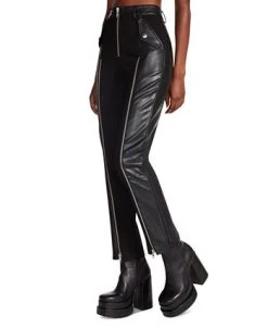 Steve Madden Women's Carson Mixed-Media Zipper-Trim Pants 7 Steve Madden Women's Carson Mixed-Media Zipper-Trim Pants -Anne Klein Sales Store 23136867 fpx