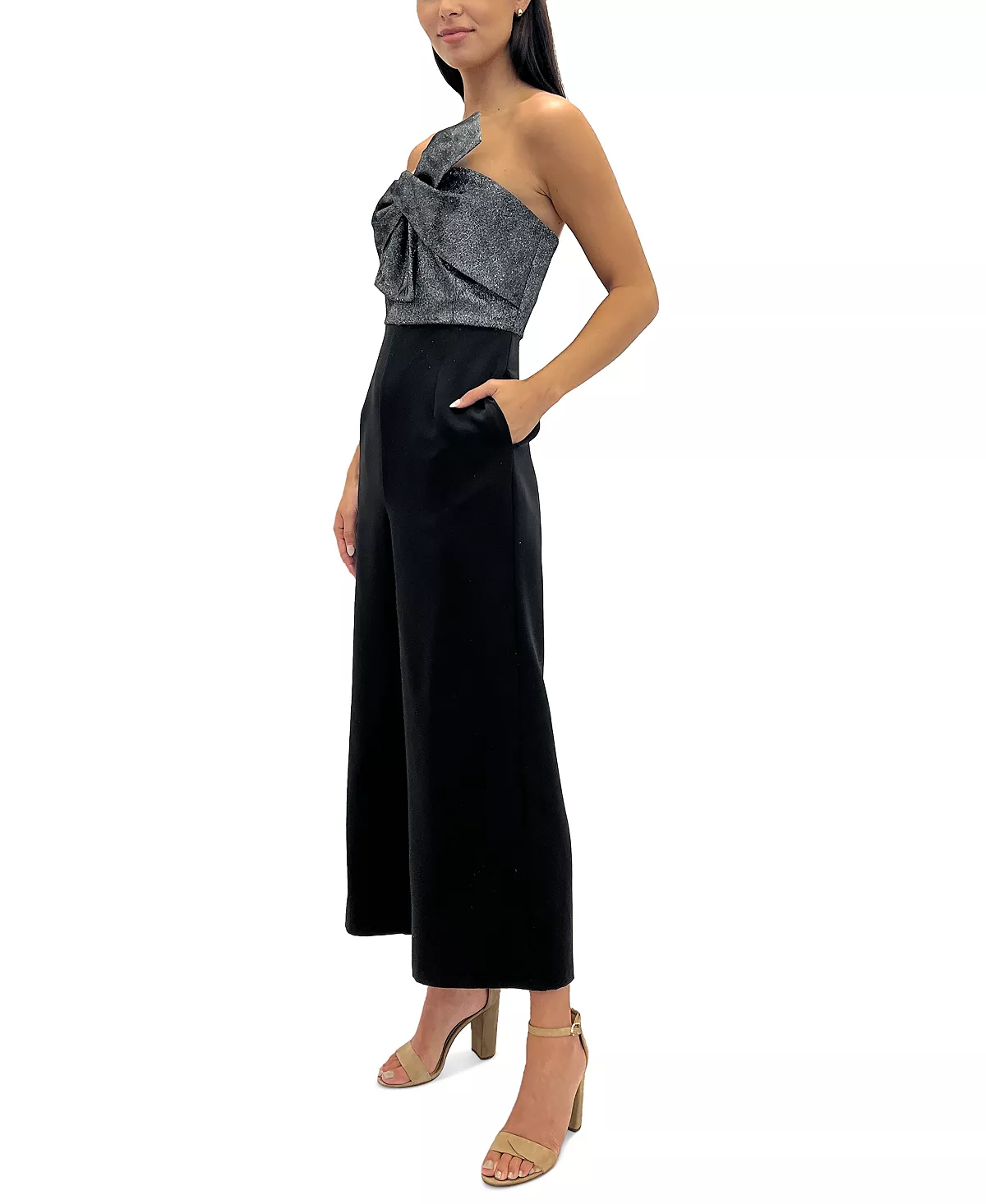 Sam Edelman Women's Cady Metallic Bow-Bodice Jumpsuit 3 Sam Edelman Women's Cady Metallic Bow-Bodice Jumpsuit - Image 3