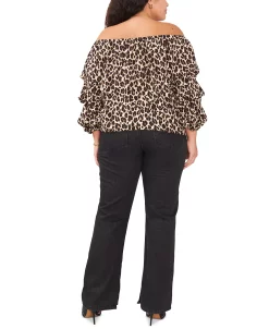 Vince Camuto Plus Size Leopard-Print Off-The-Shoulder Top 8 Vince Camuto Plus Size Leopard-Print Off-The-Shoulder Top -Anne Klein Sales Store 23149290 fpx