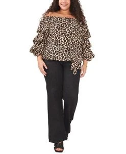 Vince Camuto Plus Size Leopard-Print Off-The-Shoulder Top 7 Vince Camuto Plus Size Leopard-Print Off-The-Shoulder Top -Anne Klein Sales Store 23149292 fpx
