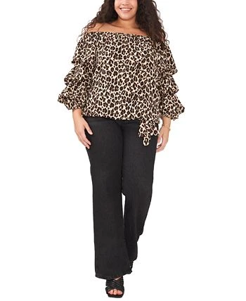 Vince Camuto Plus Size Leopard-Print Off-The-Shoulder Top 3 Vince Camuto Plus Size Leopard-Print Off-The-Shoulder Top - Image 3