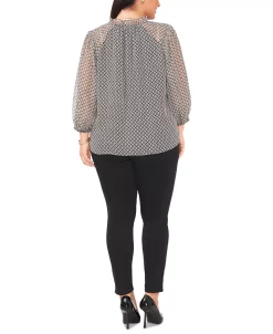 Vince Camuto Plus Size Printed Split-Neck Peasant Top -Anne Klein Sales Store 23149459 fpx