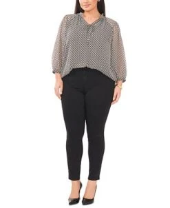 Vince Camuto Plus Size Printed Split-Neck Peasant Top -Anne Klein Sales Store 23149461 fpx
