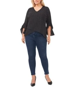 Vince Camuto Plus Size Flutter-Sleeve Crossover Top -Anne Klein Sales Store 23149676 fpx
