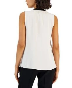 Anne Klein Women's Tie V-Neck Sleeveless Button-Up Blouse -Anne Klein Sales Store 23151201 fpx