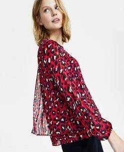 Anne Klein Women's Leopard-Print Double-Layer Blouse -Anne Klein Sales Store 23151477 fpx