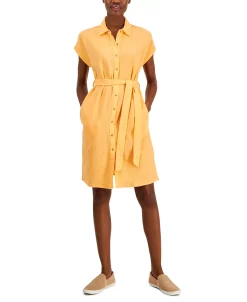 Style & Co Women's Cotton Crinkle Gauze Shirtdress, Created For Macy's