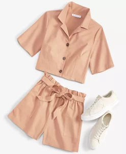 And Now This Women's Cotton Short Sleeve Camp Shirt -Anne Klein Sales Store 23158706 fpx