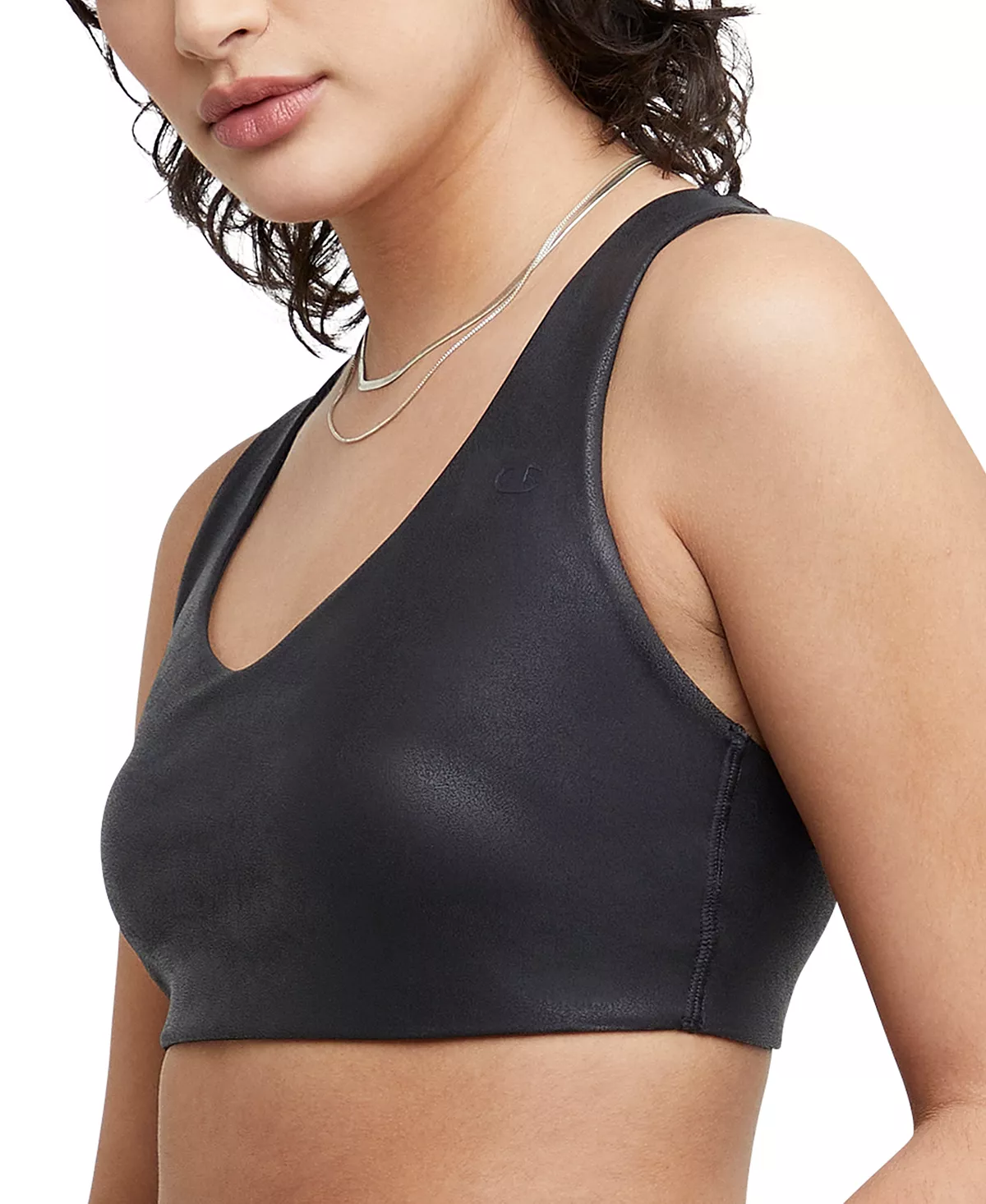 Champion Women's Soft Touch Faux-Leather Low-Impact Sports Bra 3 Champion Women's Soft Touch Faux-Leather Low-Impact Sports Bra - Image 3