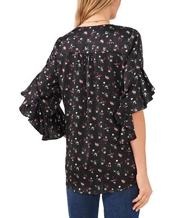 Vince Camuto Women's Printed Ruffled-Sleeve Overlap Hem Blouse 2 Vince Camuto Women's Printed Ruffled-Sleeve Overlap Hem Blouse - Image 2