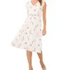 Vince Camuto Women's Printed V-Neck Ruffled-Sleeve Dress