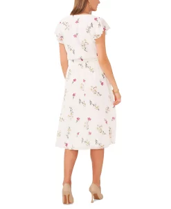 Vince Camuto Women's Printed V-Neck Ruffled-Sleeve Dress 4 Vince Camuto Women's Printed V-Neck Ruffled-Sleeve Dress -Anne Klein Sales Store 23186139 fpx