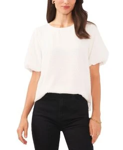 Vince Camuto Women's Textured Crewneck Puff-Sleeve Blouse
