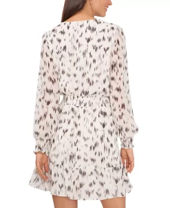 Vince Camuto Women's Printed Surplice Ruffled Dress -Anne Klein Sales Store 23186152 fpx