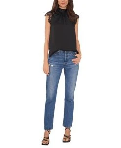 Vince Camuto Women's Mock-Neck Lace Cap-Sleeve Blouse -Anne Klein Sales Store 23186161 fpx