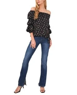 Vince Camuto Women's Printed Off-the-Shoulder Bubble-Sleeve Blouse -Anne Klein Sales Store 23186181 fpx