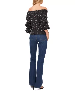 Vince Camuto Women's Printed Off-the-Shoulder Bubble-Sleeve Blouse -Anne Klein Sales Store 23186182 fpx