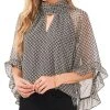 Vince Camuto Women's Printed Mock-Neck Keyhole Fan-Sleeve Blouse