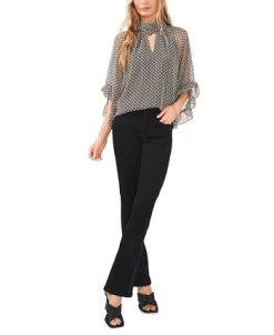 Vince Camuto Women's Printed Mock-Neck Keyhole Fan-Sleeve Blouse 7 Vince Camuto Women's Printed Mock-Neck Keyhole Fan-Sleeve Blouse -Anne Klein Sales Store 23186191 fpx