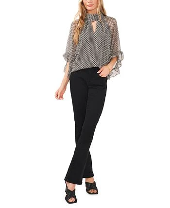 Vince Camuto Women's Printed Mock-Neck Keyhole Fan-Sleeve Blouse 3 Vince Camuto Women's Printed Mock-Neck Keyhole Fan-Sleeve Blouse - Image 3