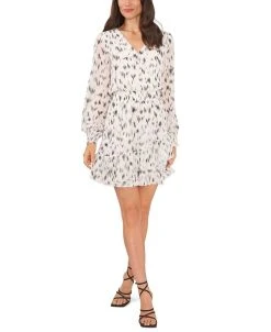 Vince Camuto Women's Printed Surplice Ruffled Dress