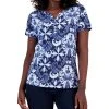 Karen Scott Women's Fleur De Lis Printed Henley Top, Created For Macy's