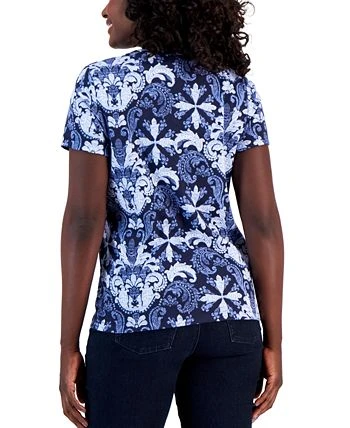 Karen Scott Women's Fleur De Lis Printed Henley Top, Created For Macy's 2 Karen Scott Women's Fleur De Lis Printed Henley Top, Created For Macy's - Image 2