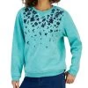Karen Scott Women's Floral-Print Fleece Sweatshirt, Created For Macy's