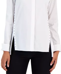 Anne Klein Women's Cotton Poplin Long-Sleeve Button-Up Shirt -Anne Klein Sales Store 23206627 fpx