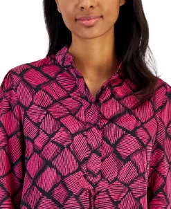 Anne Klein Women's Printed Flat Satin Popover Tunic -Anne Klein Sales Store 23206629 fpx