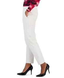 Anne Klein Women's Faux-Leather Pull-On Cinched-Waist Slim Ankle Pants -Anne Klein Sales Store 23206633 fpx
