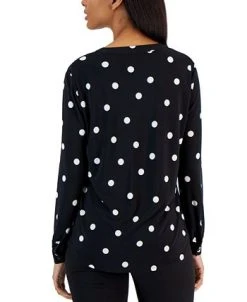 Anne Klein Women's Printed Split-Neck Long-Sleeve Tunic -Anne Klein Sales Store 23206639 fpx