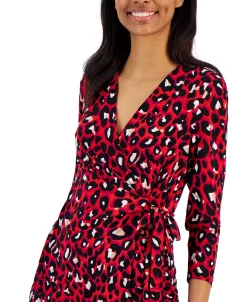 Anne Klein Women's Printed 3/4-Sleeve Wrap Top -Anne Klein Sales Store 23206657 fpx
