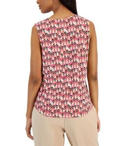 Anne Klein Women's Printed Pleat-Front Sleeveless Shell -Anne Klein Sales Store 23206671 fpx