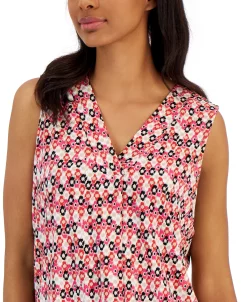 Anne Klein Women's Printed Pleat-Front Sleeveless Shell -Anne Klein Sales Store 23206672 fpx