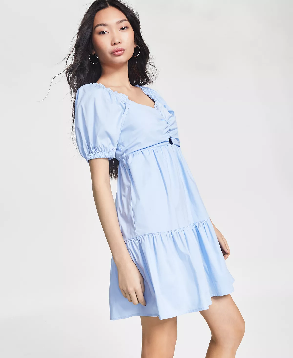 And Now This Women's Puffed Sleeve Poplin Mini Dress 4 And Now This Women's Puffed Sleeve Poplin Mini Dress - Image 4