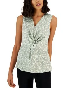 Alfani Women's Printed Twist-Front Top, Created For Macy's