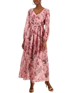 INC International Concepts Women's Printed Long-Sleeve Maxi Dress, Created For Macy's
