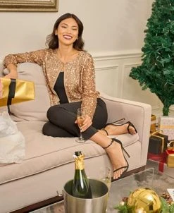 Adrianna Papell Women's Sequined Collarless Jacket -Anne Klein Sales Store 23220264 fpx