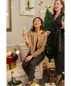 Adrianna Papell Women's Sequined Collarless Jacket -Anne Klein Sales Store 23220265 fpx