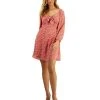 Bar III Women's Printed Tie-Front Blouson-Sleeve Dress, Created For Macy's