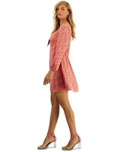 Bar III Women's Printed Tie-Front Blouson-Sleeve Dress, Created For Macy's -Anne Klein Sales Store 23220498 fpx