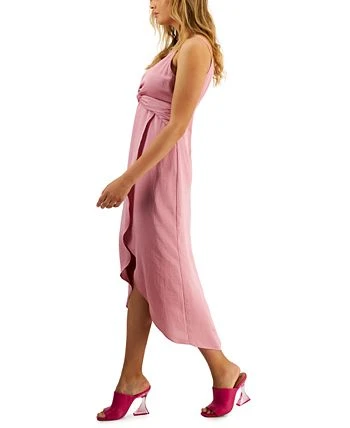 Bar III Women's Twist-Front Asymmetrical-Hem Midi Dress, Created For Macy's 3 Bar III Women's Twist-Front Asymmetrical-Hem Midi Dress, Created For Macy's - Image 3