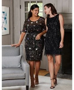 Adrianna Papell Women's Embellished Fringe-Hem Dress -Anne Klein Sales Store 23220517 fpx