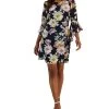 Connected Women's Floral-Print Ruffle-Sleeve Dress