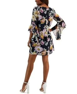 Connected Women's Floral-Print Ruffle-Sleeve Dress 6 Connected Women's Floral-Print Ruffle-Sleeve Dress -Anne Klein Sales Store 23220697 fpx