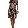 Connected Women's Floral Swiss-Dot Twist-Sleeve Sheath Dress