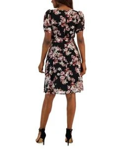 Connected Women's Floral Swiss-Dot Twist-Sleeve Sheath Dress 6 Connected Women's Floral Swiss-Dot Twist-Sleeve Sheath Dress -Anne Klein Sales Store 23220723 fpx